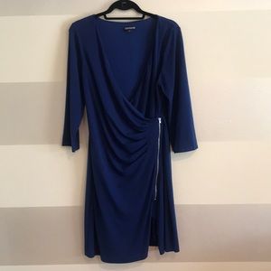 Express Royal Blue Faux Wrap Style Dress